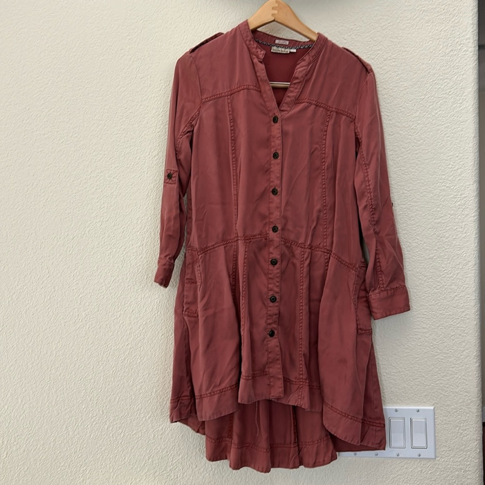 Anthropologie Holding Horses Womens Mariona Dusty Rose Swing Shirt Dress Sz 4 - Picture 2 of 12